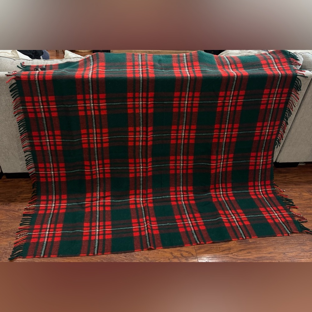 Vintage Earl-Wood 100% Wool Tartan Plaid Blanket‎ Travel Rug - Great Britain